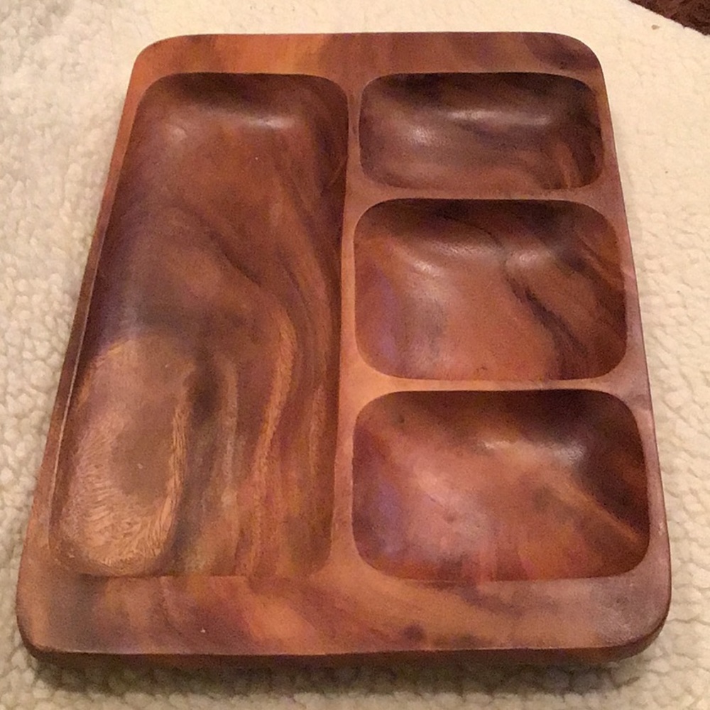Vintage wooden 4 section serving tray